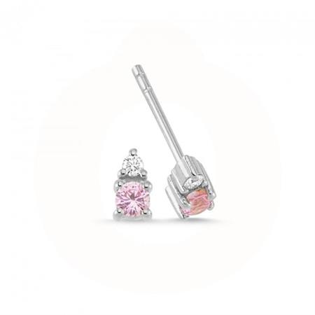 Nuran - Petit ørestikker - 14 karat hvidguld m/pink safir og 2 x 0,025 ct Ø1110 LS 005 HG